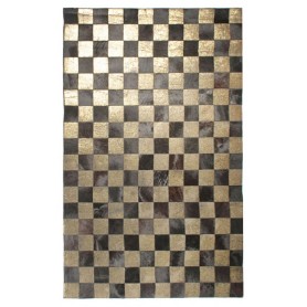 Contemporary 5x8 Cow Skin Leather Brown With Gold Cowhide Rug Ca
