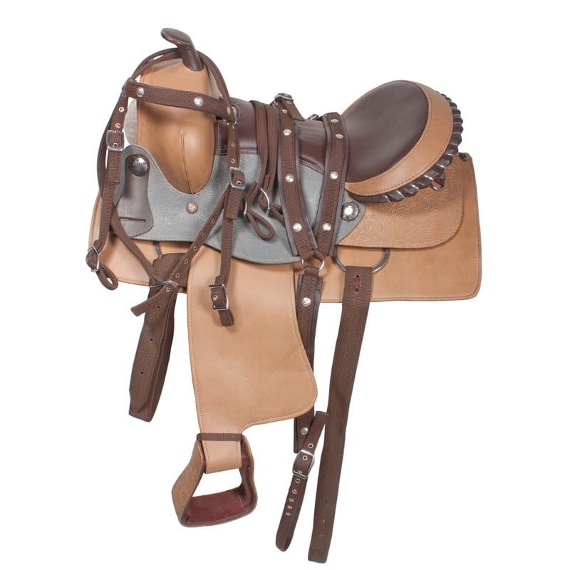 Brown/ Gray Synthetic Duraleather Pleasure Trail Saddle 16