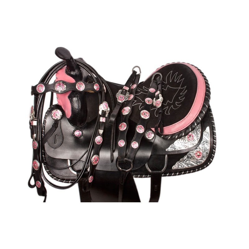 Pink Leather Texas Star Western Show Saddle 17 Tack