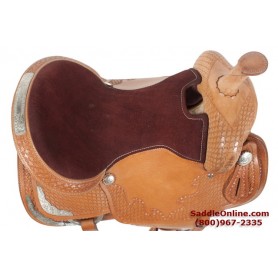 Premium Leather Silver Tooled Show Western  Horse Saddle 16